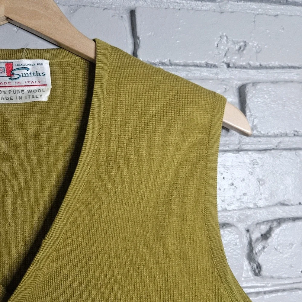 Smiths Womens‎ Vest Medium Wool Green Made In Italy
